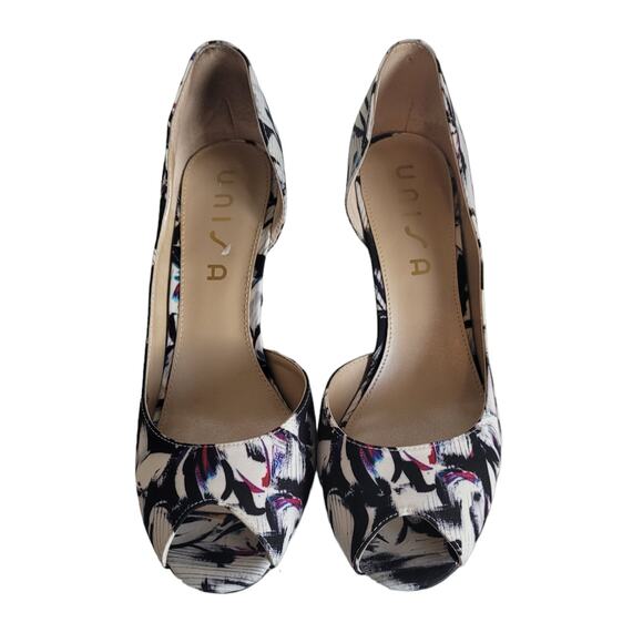Unisa Women's Slip On Floral Elegant Peep Toe Pump Heels Size 9.5 - Picture 2 of 6